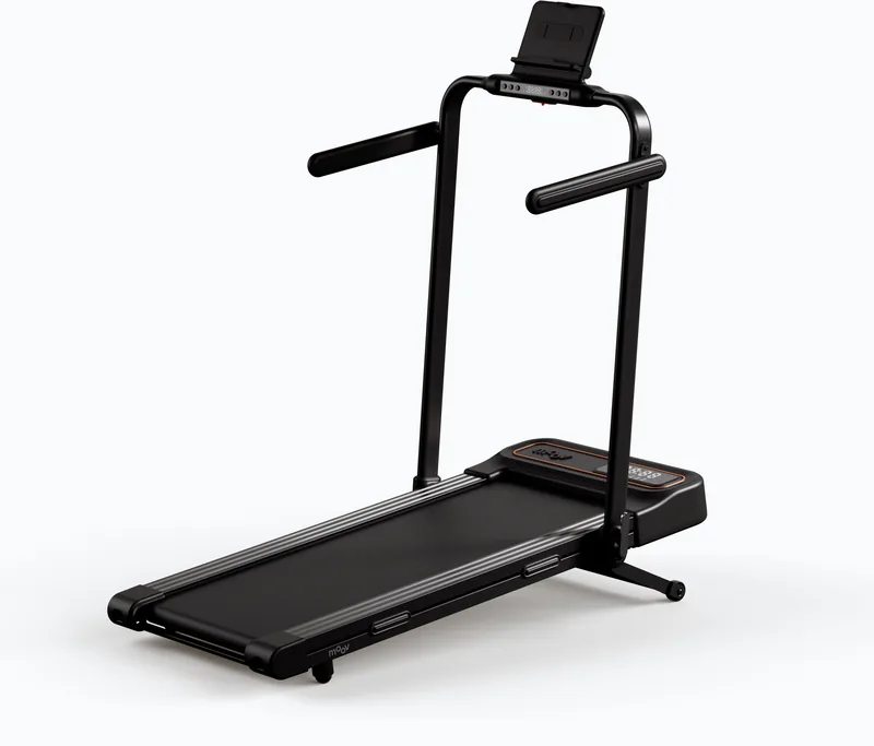 Moov Walk Plus Walking Pad mit Handlauf und Tablethalter